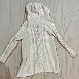 Long White Hooded Cardigan S
